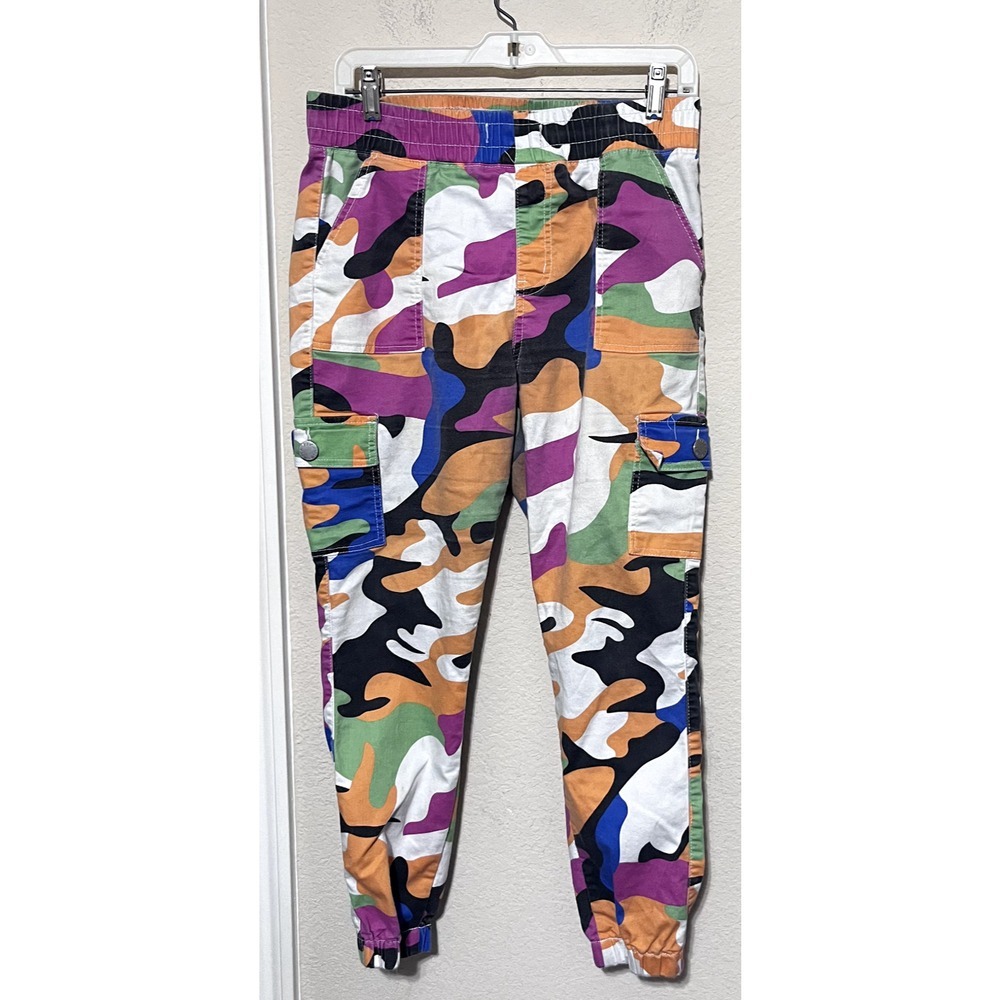 VIP Jeans Bright Colorful Camo Womens Joggers Pants Rainbow Size 13/30